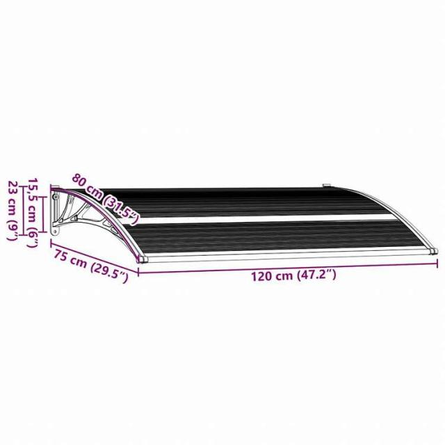 vidaXL ドアキャノピー 120x75cm ブラック PC製ホーム&amp;ガーデン 芝&amp;ガーデン アウトドアリビング 窓・ドア用日除け/オーニング(代引不可)【送料無料】_7