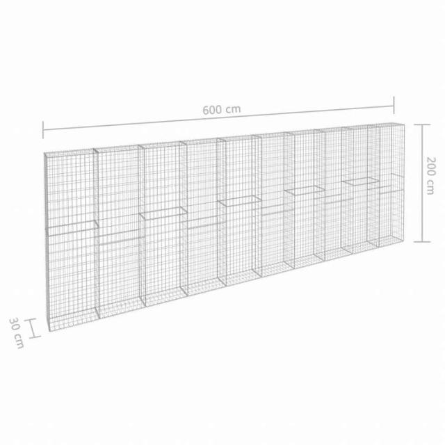 vidaXL ガビオンウォール カバー付き 亜鉛メッキ鋼製 600x30x200cmハードウェア フェンス&バリア フェンスパネル(代引不可)【送料無料】_5