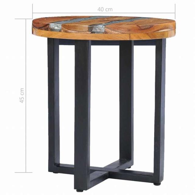vidaXL コーヒーテーブル 40x45cm チーク無垢材 ポリエステル樹脂家具 テーブル アクセントテーブル コーヒーテーブル(代引不可)【送料無料】_7