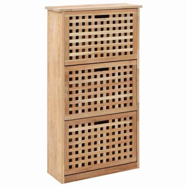 vidaXL シューズ収納キャビネット 55x20x104cm ウォールナット無垢材ホーム&ガーデン 家事用品 収納&オーガナイザー 衣類・ワードローブ収納 シューズラック・整理収納(代引不可)【送料無料】