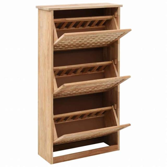 vidaXL シューズ収納キャビネット 55x20x104cm ウォールナット無垢材ホーム&ガーデン 家事用品 収納&オーガナイザー 衣類・ワードローブ収納 シューズラック・整理収納(代引不可)【送料無料】_1