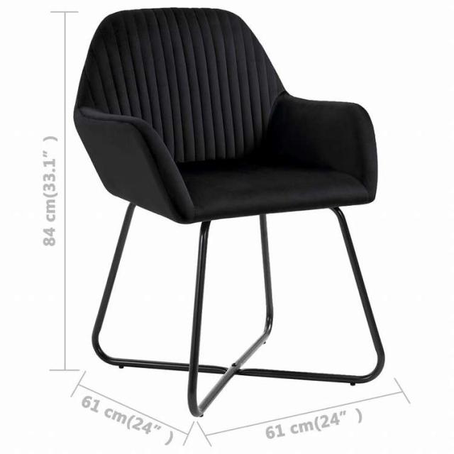 vidaXL ダイニングチェア 2点セット ブラック ベルベット製家具 チェア