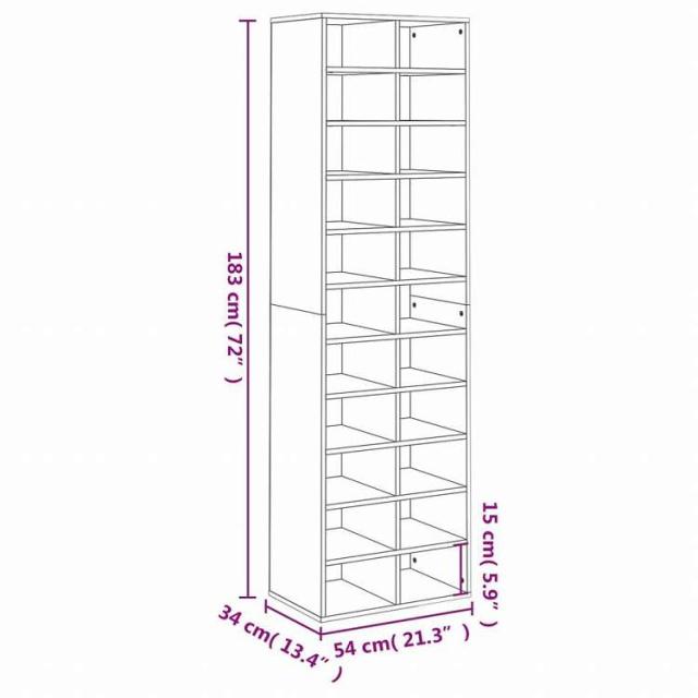 vidaXL シューズキャビネット ホワイト 54x34x183cm パーティクルボードホーム&ガーデン 家事用品 収納&オーガナイザー 衣類・ワードローブ収納 シューズラック・整理収納(代引不可)【送料無料_6
