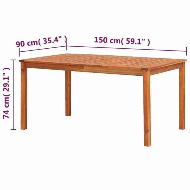 vidaXL ガーデンテーブル 150x90x74 cm アカシア無垢材家具 アウトドア家具 アウトドアテーブル(代引不可)【送料無料】_5
