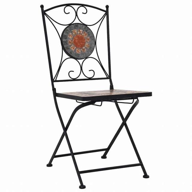 vidaXL モザイクビストロチェア 2点 オレンジ/グレー家具 アウトドア家具 屋外椅子 アウトドアベンチチェア(代引不可)【送料無料】_1