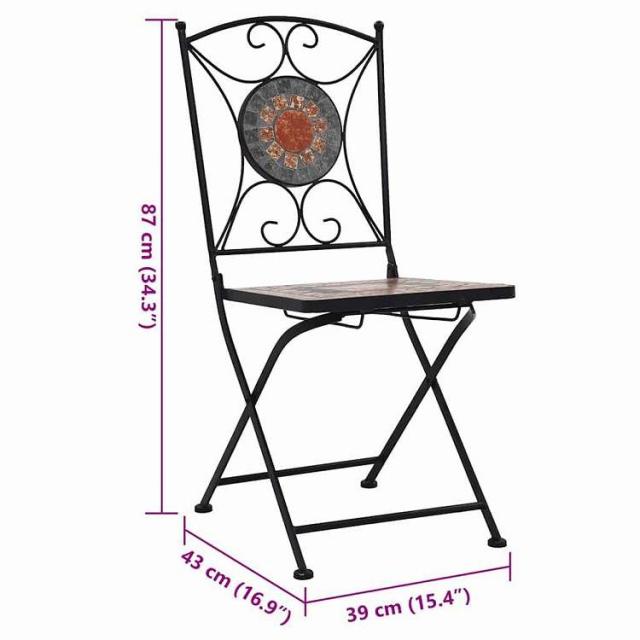 vidaXL モザイクビストロチェア 2点 オレンジ/グレー家具 アウトドア家具 屋外椅子 アウトドアベンチチェア(代引不可)【送料無料】_10