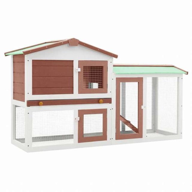 vidaXL 露天用 大型うさぎ掘っ建て小屋 赤銅色&白いこと 145x45x84糎 木製毛の荒物&愛玩動物装具 愛玩動物装具 小毛の荒物装具 小毛の荒物 繁殖・臥せ篭(代引不可)【貨物輸送無料】