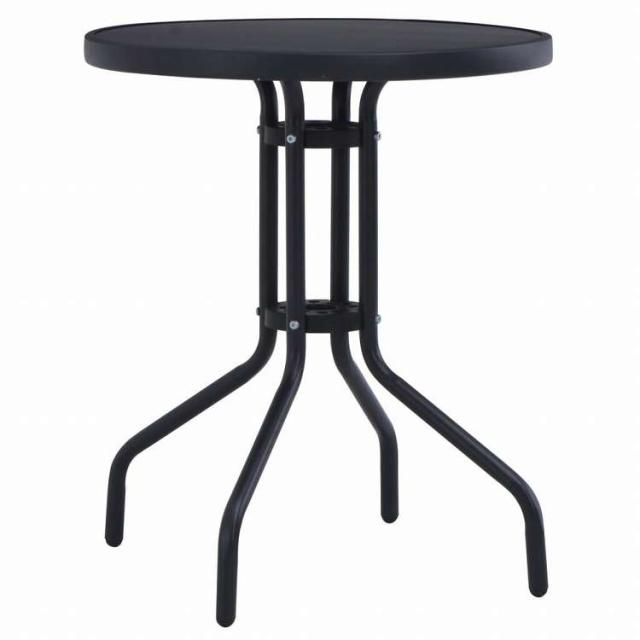 vidaXL ガーデンテーブル ブラック 60 cm スチール&ガラス製家具 アウトドア家具 アウトドアテーブル(代引不可)【送料無料】