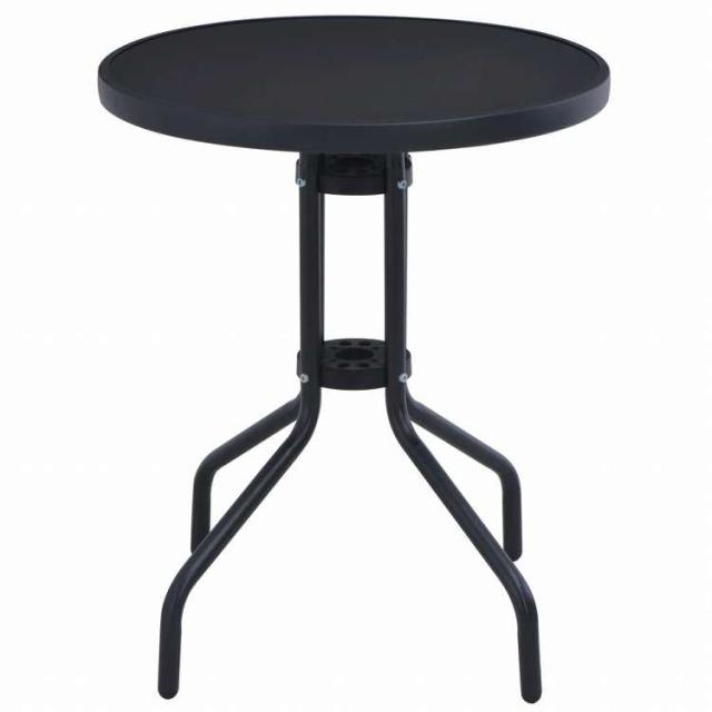 vidaXL ガーデンテーブル ブラック 60 cm スチール&ガラス製家具 アウトドア家具 アウトドアテーブル(代引不可)【送料無料】_1