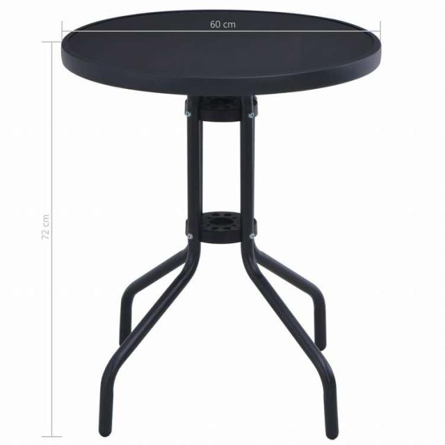 vidaXL ガーデンテーブル ブラック 60 cm スチール&ガラス製家具 アウトドア家具 アウトドアテーブル(代引不可)【送料無料】_3