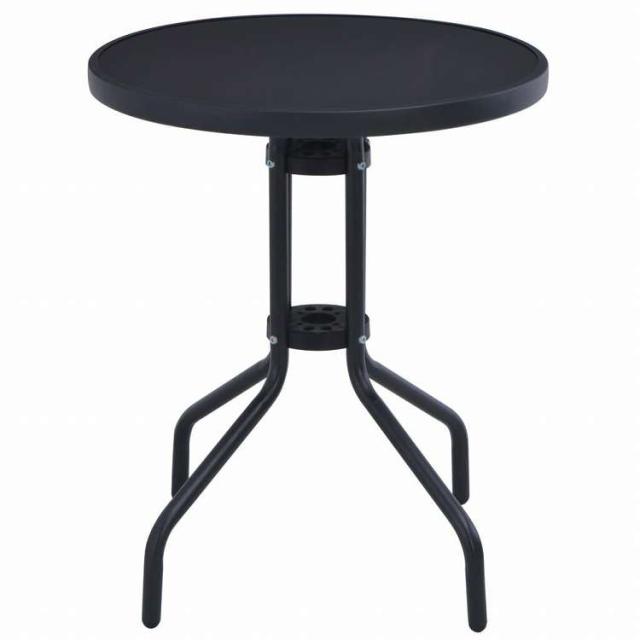 vidaXL ガーデンテーブル ブラック 80cm スチール&ガラス製家具 アウトドア家具 アウトドアテーブル(代引不可)【送料無料】_1