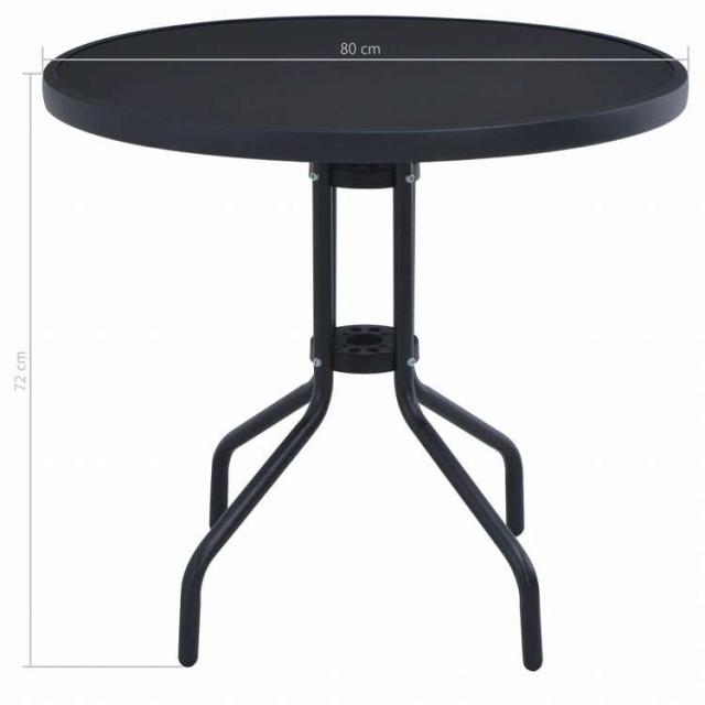 vidaXL ガーデンテーブル ブラック 80cm スチール&ガラス製家具 アウトドア家具 アウトドアテーブル(代引不可)【送料無料】_3