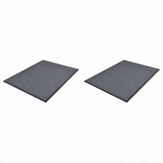 vidaXL PVCドアマット2点セット グレー 90x60 cmホーム&ガーデン デコレーション ドアマット(代引不可)【送料無料】