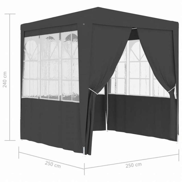 vidaXL プロ仕様 パーティーテント 側壁付き 2.5x2.5m アントラシート 90g/m2ホーム&ガーデン 芝&ガーデン アウトドアリビング アウトドアストラクチャー キャノピー・ガゼボ(代引不可)【送料無料_7