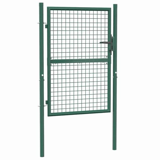 vidaXL フェンスゲート 100x125 cm スチール グリーンハードウェア フェンス&amp;バリア ゲート(代引不可)【送料無料】_1
