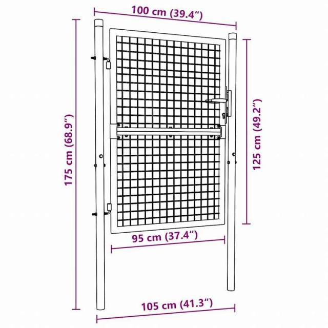 vidaXL フェンスゲート 100x125 cm スチール グリーンハードウェア フェンス&amp;バリア ゲート(代引不可)【送料無料】_6