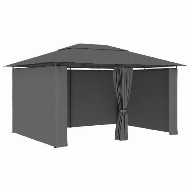 vidaXL ガーデンガゼボ風テント カーテン付き 4x3m アントラシートホーム&amp;ガーデン 芝&amp;ガーデン アウトドアリビング アウトドアストラクチャー キャノピー・ガゼボ(代引不可)【送料無料】