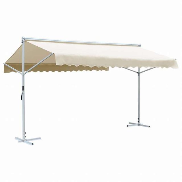 vidaXL 自立型オーニング 500×300cm クリームホーム&ガーデン 芝&ガーデン アウトドアリビング 屋外用傘・サンシェード(代引不可)【送料無料】