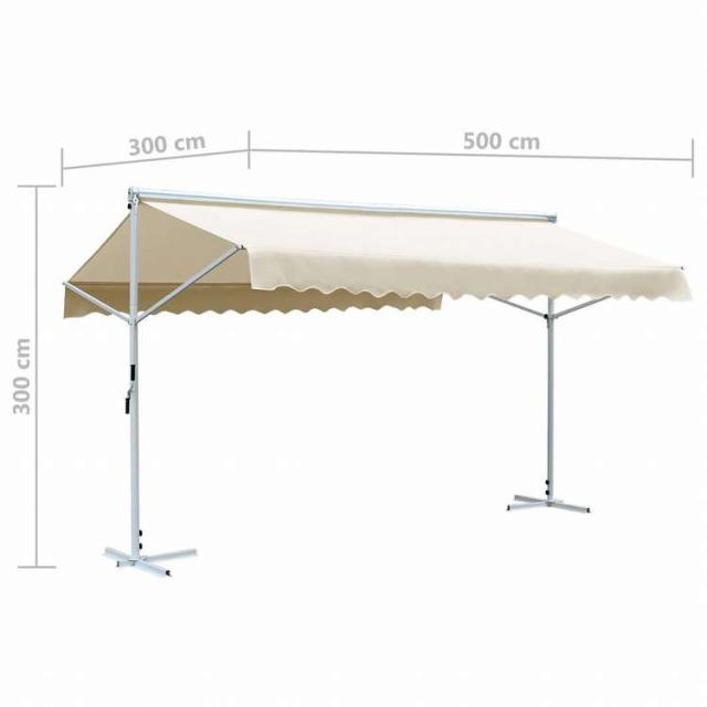 vidaXL 自立型オーニング 500×300cm クリームホーム&ガーデン 芝&ガーデン アウトドアリビング 屋外用傘・サンシェード(代引不可)【送料無料】_9