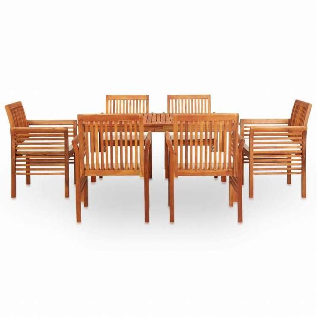 vidaXL 屋外ダイニング7点セット クッション付き アカシア無垢材家具 アウトドア家具 屋外家具セット(代引不可)【送料無料】_1