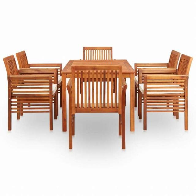 vidaXL 屋外ダイニング7点セット クッション付き アカシア無垢材家具 アウトドア家具 屋外家具セット(代引不可)【送料無料】_2