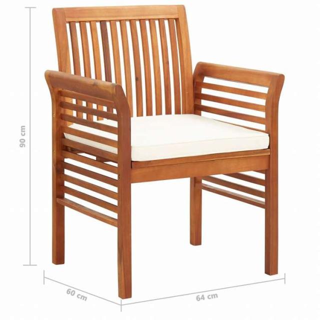 vidaXL 屋外ダイニング7点セット クッション付き アカシア無垢材家具 アウトドア家具 屋外家具セット(代引不可)【送料無料】_8