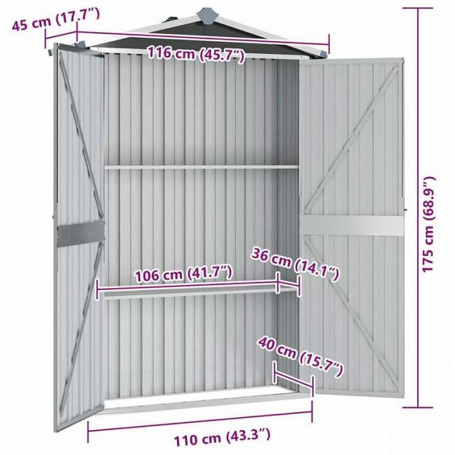 vidaXL ガーデン納屋 116x45x175cm 亜鉛メッキ鋼製 アントラシートホーム&ガーデン 芝&ガーデン アウトドアリビング アウトドアストラクチャー 日除け・ガレージ・カーポート(代引不可)【送料無_7