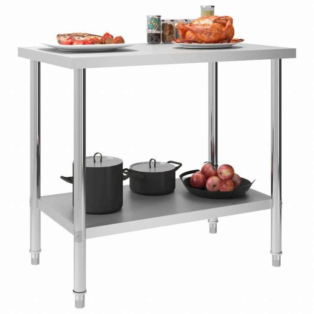vidaXL キッチン作業机100x60x85 cm ステンレススチールビジネス&工業用 食品サービス(代引不可)【送料無料】_3
