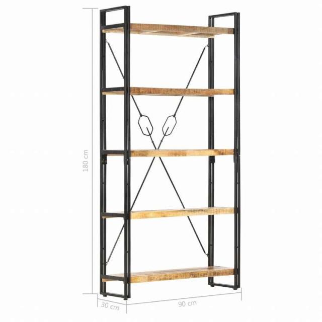 vidaXL 5段 書棚 90x30x180cm マンゴー無垢材家具 棚 本棚・オープンラック(代引不可)【送料無料】_5