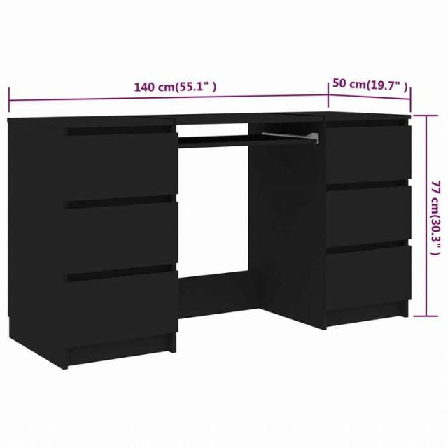 vidaXL ライティングデスク ブラック 140x50x77cm エンジニアリングウッド家具 オフィス家具 デスク(代引不可)【送料無料】