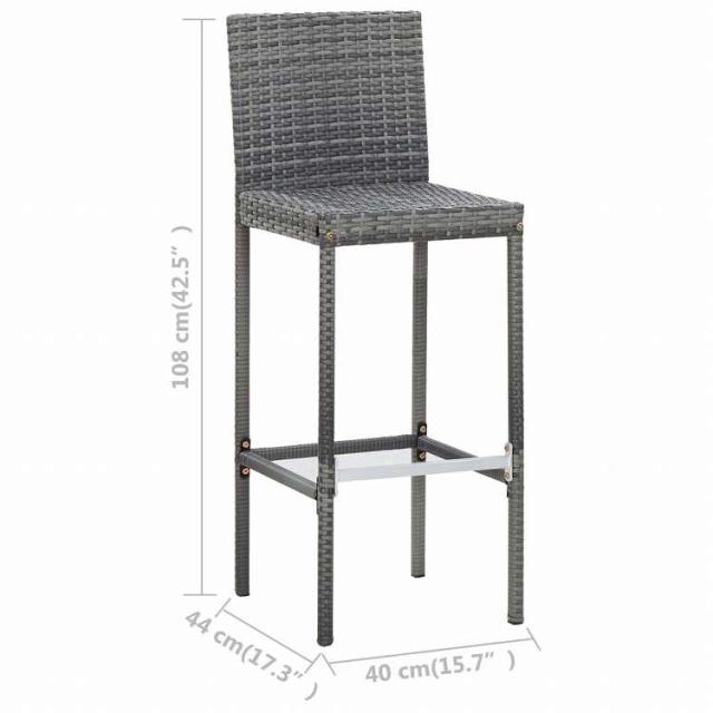 vidaXL 屋外バー7点セット クッション付き ポリラタン製 グレー家具 アウトドア家具 屋外家具セット(代引不可)【送料無料】_10