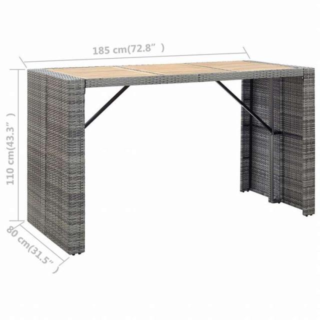 vidaXL 屋外バー7点セット クッション付き ポリラタン製 グレー家具 アウトドア家具 屋外家具セット(代引不可)【送料無料】_11