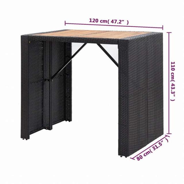 vidaXL 屋外バー5点セット ポリラタン&アカシア材 ブラック家具 アウトドア家具 屋外家具セット(代引不可)【送料無料】_11