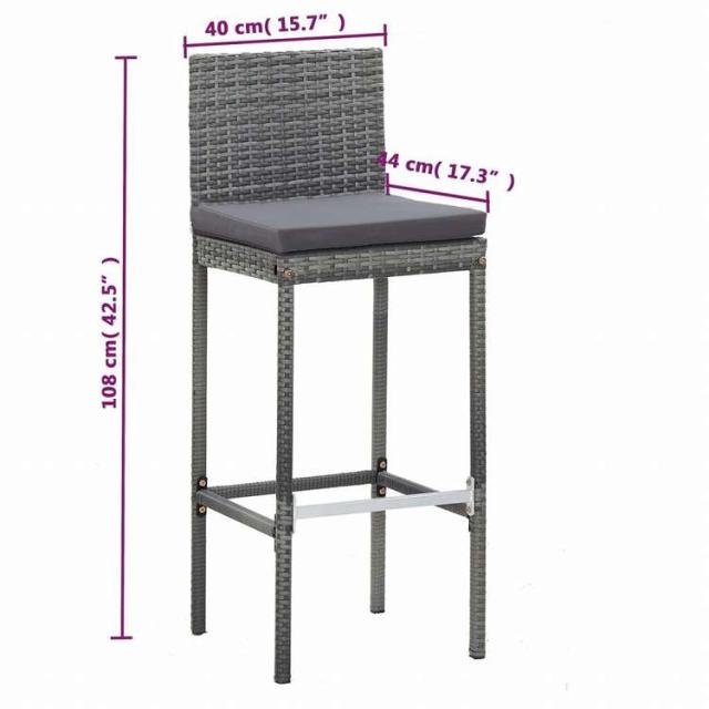 vidaXL 屋外バー5点セット ポリラタン&アカシア材 グレー家具 アウトドア家具 屋外家具セット(代引不可)【送料無料】_12