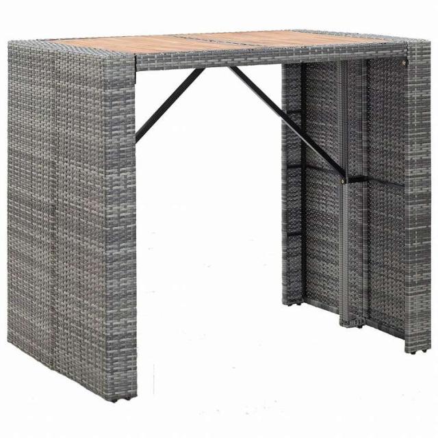 vidaXL 屋外バー5点セット ポリラタン&アカシア材 グレー家具 アウトドア家具 屋外家具セット(代引不可)【送料無料】_3