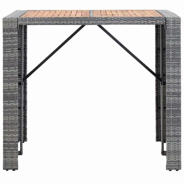vidaXL 屋外バー5点セット ポリラタン&アカシア材 グレー家具 アウトドア家具 屋外家具セット(代引不可)【送料無料】_4