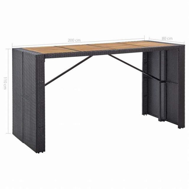 vidaXL 屋外バー9点セット ポリラタン&アカシア材 ブラック家具 アウトドア家具 屋外家具セット(代引不可)【送料無料】_11