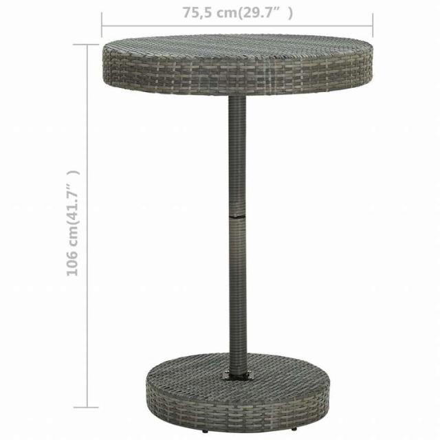 vidaXL ガーデンテーブル グレー 75.5x106cm ポリラタン製家具 アウトドア家具 アウトドアテーブル(代引不可)【送料無料】_3