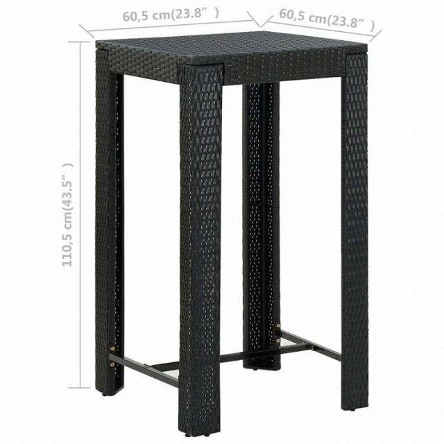 vidaXL ガーデンバーテーブル ブラック 60.5x60.5x110.5 cm ポリラタン製家具 アウトドア家具 アウトドアテーブル(代引不可)【送料無料】_4