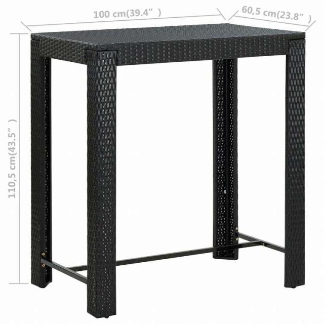 vidaXL ガーデンバーテーブル ブラック 100x60.5x110.5cm ポリラタン製家具 アウトドア家具 アウトドアテーブル(代引不可)【送料無料】_5