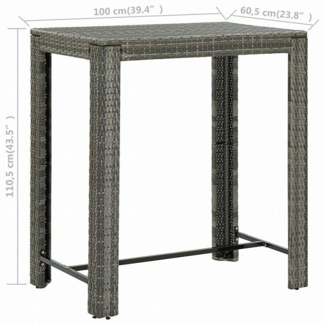 vidaXL ガーデンバーテーブル グレー 100x60.5x110.5 cm ポリラタン製家具 アウトドア家具 アウトドアテーブル(代引不可)【送料無料】_5
