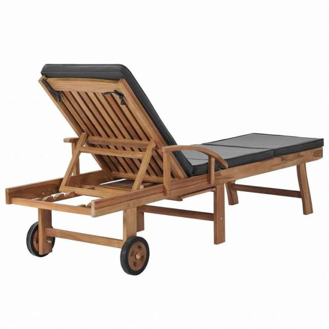 vidaXL サンラウンジャー 2点セット クッション付き チーク無垢材 ダークグレー家具 アウトドア家具 屋外椅子 サンラウンジャー(代引不可)【送料無料】_4