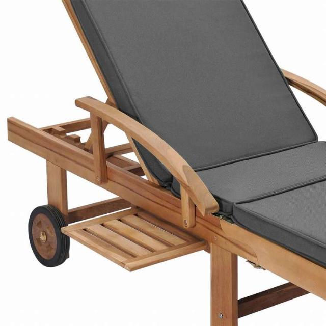 vidaXL サンラウンジャー 2点セット クッション付き チーク無垢材 ダークグレー家具 アウトドア家具 屋外椅子 サンラウンジャー(代引不可)【送料無料】_7