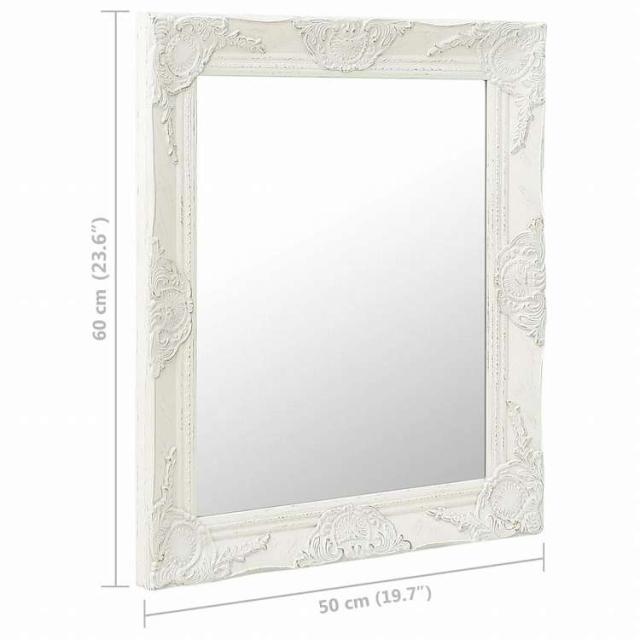 vidaXL ウォールミラー バロック調 50x60cm ホワイトホーム&ガーデン デコレーション 鏡(代引不可)【送料無料】