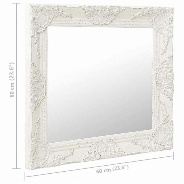 vidaXL ウォールミラー バロック調 60x60cm ホワイトホーム&ガーデン デコレーション 鏡(代引不可)【送料無料】