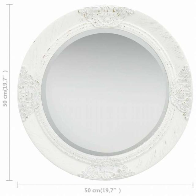 vidaXL ウォールミラー バロック調 50cm ホワイトホーム&ガーデン デコレーション 鏡(代引不可)【送料無料】