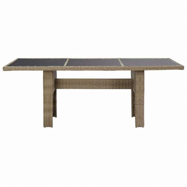 vidaXL ガーデンダイニングテーブル 200x100x74cm ガラス&ポリラタン製 ブラウン家具 アウトドア家具 アウトドアテーブル(代引不可)【送料無料】_1