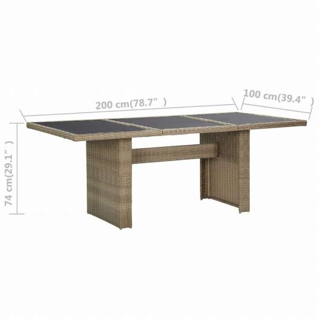 vidaXL ガーデンダイニングテーブル 200x100x74cm ガラス&ポリラタン製 ブラウン家具 アウトドア家具 アウトドアテーブル(代引不可)【送料無料】_5