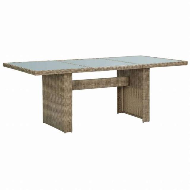 vidaXL ガーデンテーブル 200x100x74cm ガラス&ポリラタン製 ブラウン家具 アウトドア家具 アウトドアテーブル(代引不可)【送料無料】