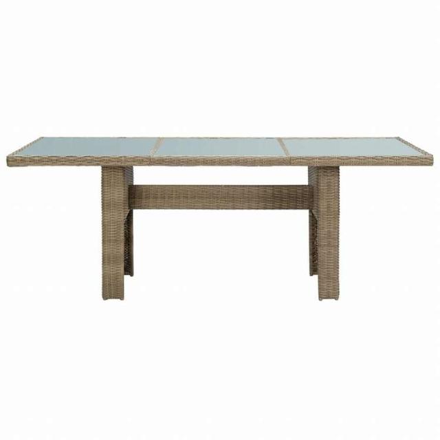 vidaXL ガーデンテーブル 200x100x74cm ガラス&ポリラタン製 ブラウン家具 アウトドア家具 アウトドアテーブル(代引不可)【送料無料】_1